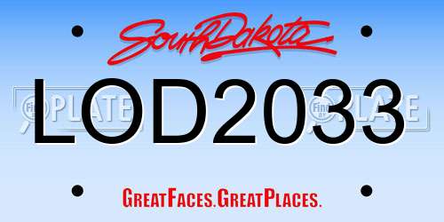LOD2033 South Dakota License Plate