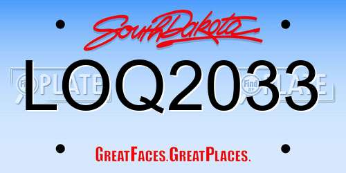 LOQ2033 South Dakota License Plate