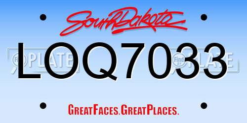 LOQ7033 South Dakota License Plate