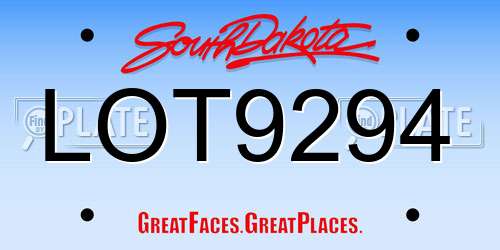 LOT9294 South Dakota License Plate