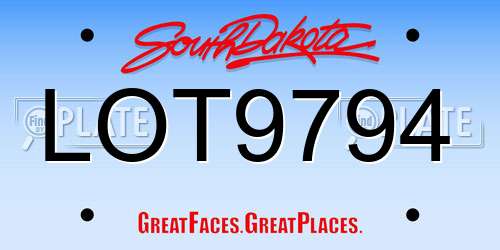 LOT9794 South Dakota License Plate
