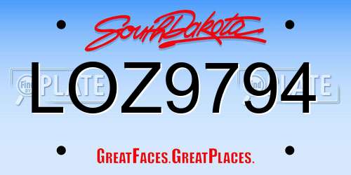 LOZ9794 South Dakota License Plate