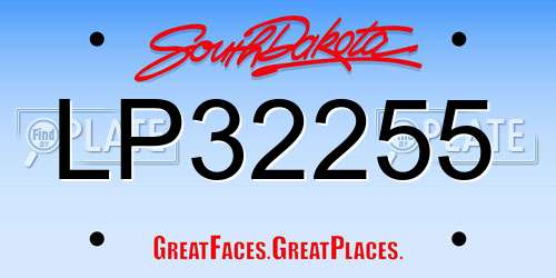 LP32255 South Dakota License Plate