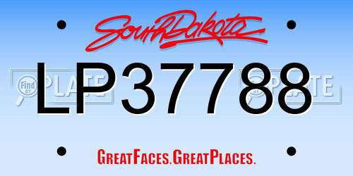 LP37788 South Dakota License Plate
