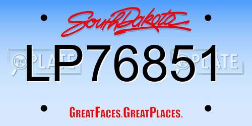 LP76851 South Dakota License Plate