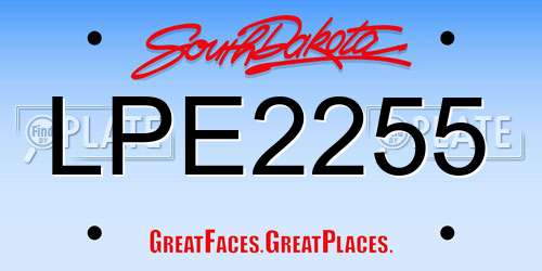 LPE2255 South Dakota License Plate