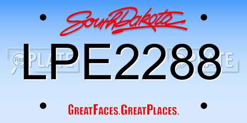 LPE2288 South Dakota License Plate