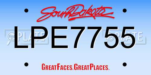 LPE7755 South Dakota License Plate