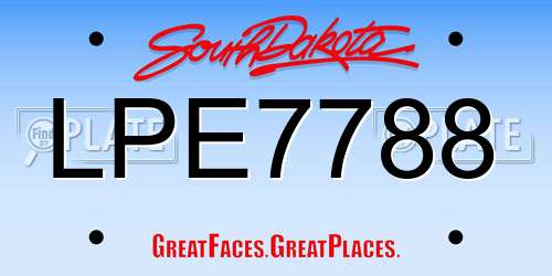 LPE7788 South Dakota License Plate