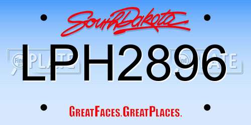 LPH2896 South Dakota License Plate