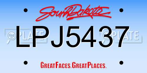 LPJ5437 South Dakota License Plate