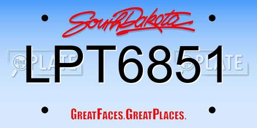 LPT6851 South Dakota License Plate