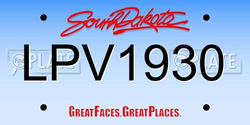 LPV1930 South Dakota License Plate