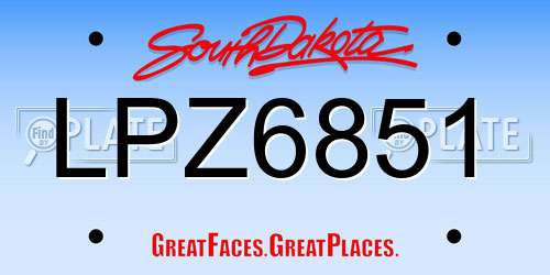 LPZ6851 South Dakota License Plate