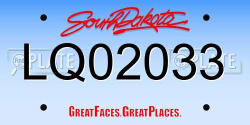 LQ02033 South Dakota License Plate