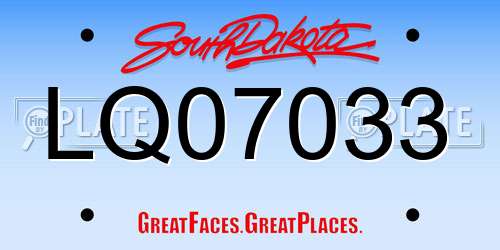 LQ07033 South Dakota License Plate