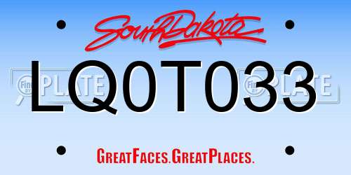 LQ0T033 South Dakota License Plate
