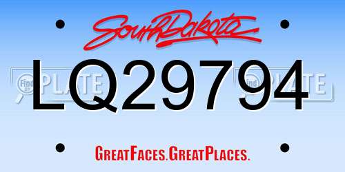 LQ29794 South Dakota License Plate