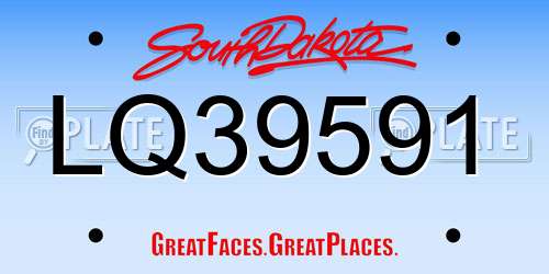 LQ39591 South Dakota License Plate