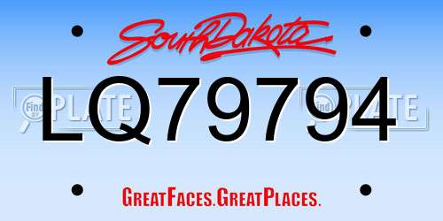 LQ79794 South Dakota License Plate