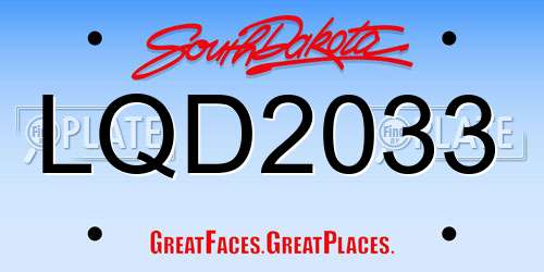 LQD2033 South Dakota License Plate