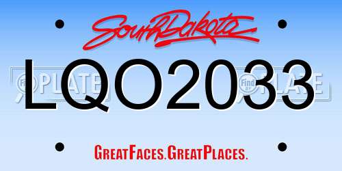 LQO2033 South Dakota License Plate