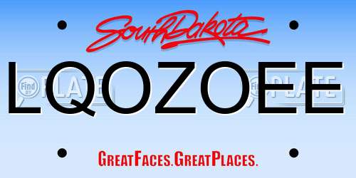 LQOZOEE South Dakota License Plate