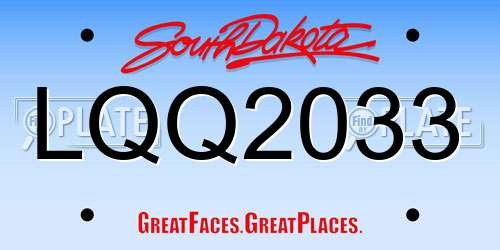 LQQ2033 South Dakota License Plate