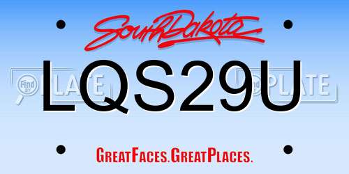 LQS29U South Dakota License Plate