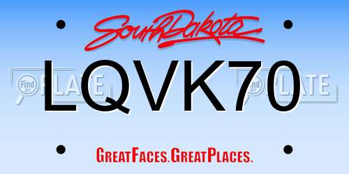 LQVK70 South Dakota License Plate