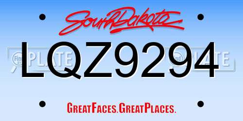 LQZ9294 South Dakota License Plate