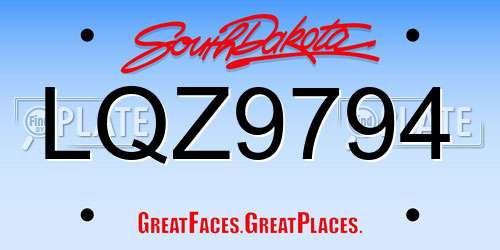 LQZ9794 South Dakota License Plate