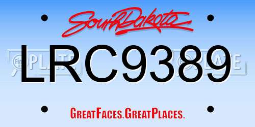 LRC9389 South Dakota License Plate