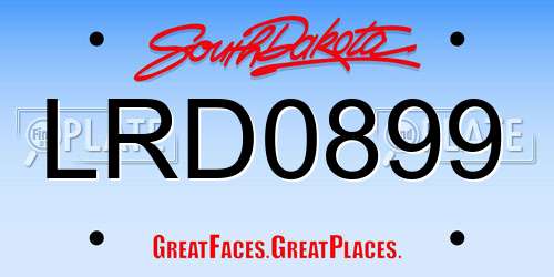 LRD0899 South Dakota License Plate