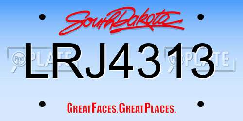 LRJ4313 South Dakota License Plate