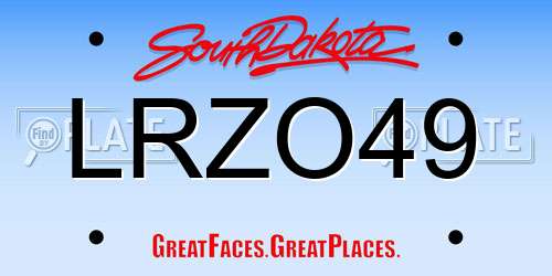 LRZO49 South Dakota License Plate