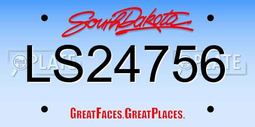 LS24756 South Dakota License Plate