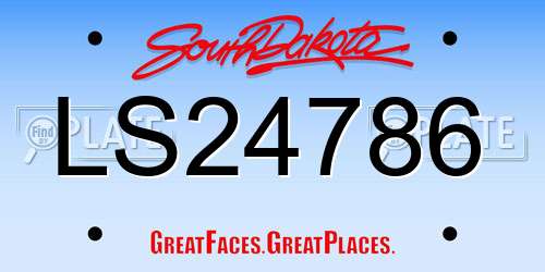 LS24786 South Dakota License Plate