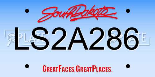 LS2A286 South Dakota License Plate