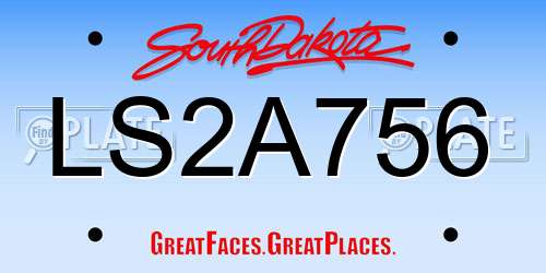 LS2A756 South Dakota License Plate