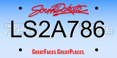 LS2A786 South Dakota License Plate