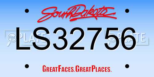 LS32756 South Dakota License Plate