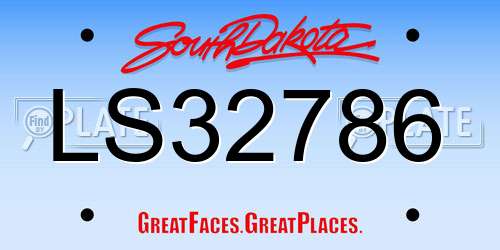 LS32786 South Dakota License Plate