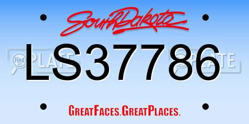 LS37786 South Dakota License Plate