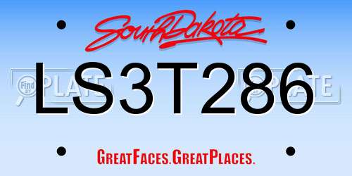 LS3T286 South Dakota License Plate