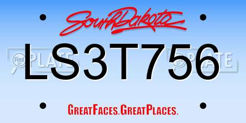 LS3T756 South Dakota License Plate