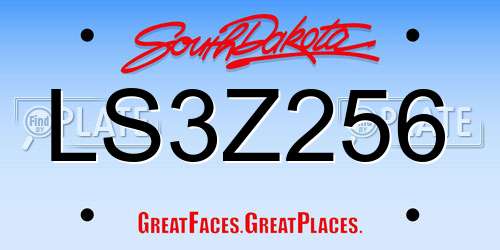 LS3Z256 South Dakota License Plate