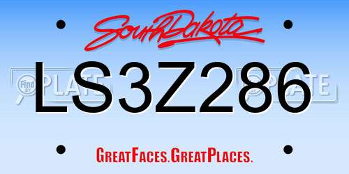 LS3Z286 South Dakota License Plate