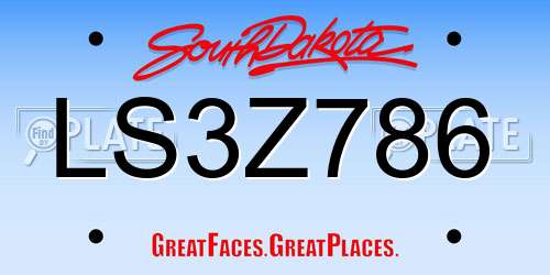 LS3Z786 South Dakota License Plate