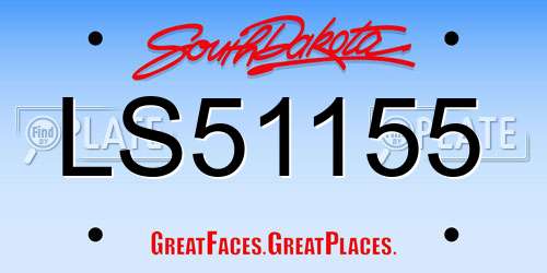 LS51155 South Dakota License Plate